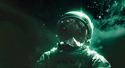 Wall Mural - Astronaut in orbit of planet Earth against the background of a falling meteorite
