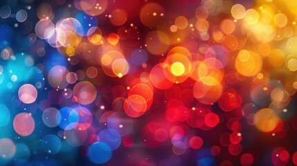 Fototapete - A colorful background with many small circles. The circles are of different sizes and colors. The background is a mix of blue, red, and yellow. The circles are scattered all over the background