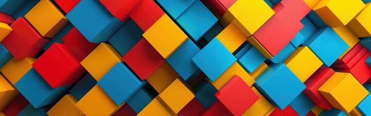 Aufkleber - A colorful background of squares and rectangles. The colors are red, yellow, and blue. The squares are arranged in a way that creates a pattern. The image has a playful and vibrant mood