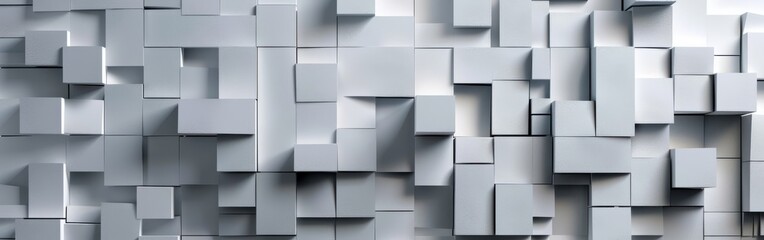 Aufkleber - A wall of white blocks with a gray background. The blocks are arranged in a way that creates a sense of depth and texture. Scene is calm and serene, with the blocks appearing to be floating in mid-air