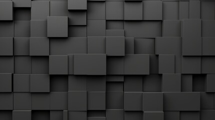 Poster - A black and white image of a wall made of black squares. The squares are arranged in a way that creates a sense of depth and texture. The image evokes a feeling of modernity and sophistication