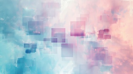 Aufkleber - A colorful abstract painting with pink and blue squares. The painting is full of squares and has a dreamy, whimsical feel to it