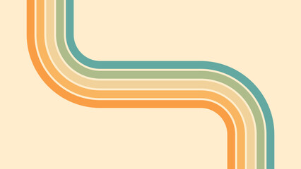 Wall Mural - abstract background of rainbow groovy wavy line design in 1970s hippie retro style. vector pattern r