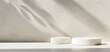 © DJSPIDA FOTO - showcases an abstract minimal background with two round cylinder pedestal podiums on a grey wall scene, ideal for product display presentation design and geometric texture pattern backdrop mockups.