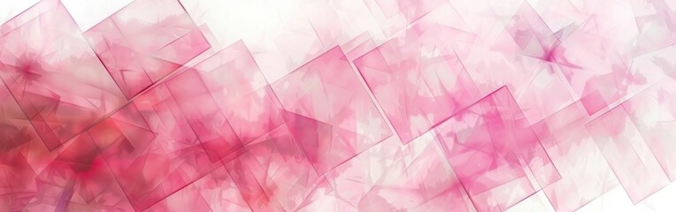 Wall Mural - A digital illustration of a background with abstract watercolor squares in shades of pink and white. The squares are arranged in a diagonal pattern, with a lighter pink hue fading into white at the to