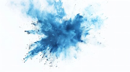 Abstract blue dust explosion on white background