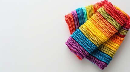 Canvas Print - Two colorful knit socks are on a white background