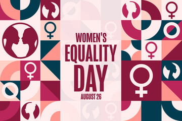 Wall Mural - Women's Equality Day. August 26. Holiday concept. Template for background, banner, card, poster with text inscription. Vector EPS10 illustration.