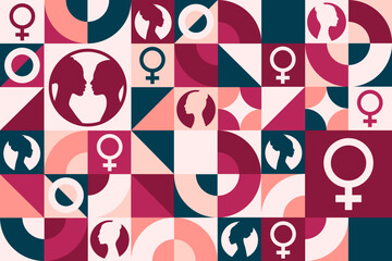 Wall Mural - Women's Equality Day. August 26. Seamless geometric pattern. Template for background, banner, card, poster. Vector EPS10 illustration.