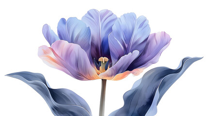 Wall Mural - beautiful blue purple tulip isolated on white. bright flower isolated on white background, pop-art, png