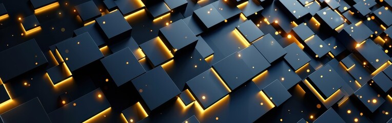 Aufkleber - A black and yellow image of a computer screen with a lot of squares and lights