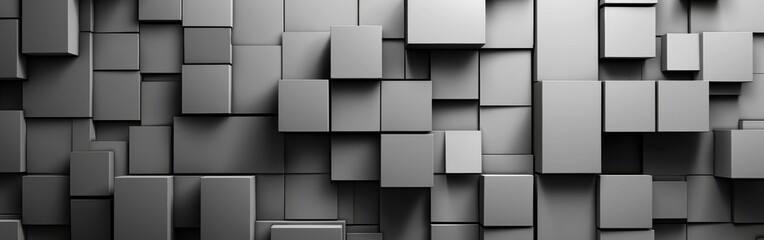 Aufkleber - A gray wall made of blocks with a gray background. The blocks are arranged in a way that creates a sense of depth and texture. Scene is calm and serene, with the blocks appearing to be stacked neatly