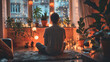 © brillianata - Peaceful meditation with soft lighting and cozy atmosphere creates calmness