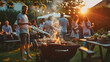 © Prasanth - Lively summer barbecue scene with people grilling and dining outdoors. Community and leisure concept
