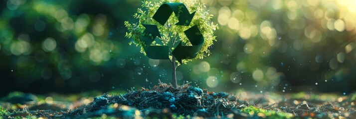 25. Conceptual image of a tree growing from a recycling symbol, representing the connection between nature and environmental protection