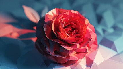 Wall Mural - Illustration of a red rose in three dimensions
