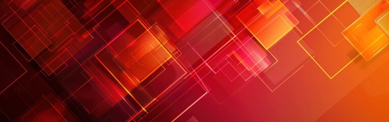 Aufkleber - A red and orange background with squares of different sizes. The squares are arranged in a way that creates a sense of movement and energy. Scene is dynamic and lively