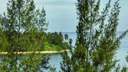 Wall Mural - Tropical islands with sandy beach and blue sea. Pulau Dua. Sumatra, Indonesia.