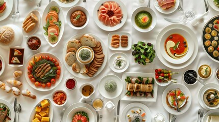 Wall Mural - table full of different types of food