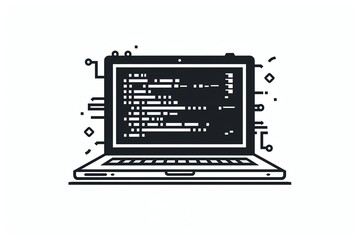 illustration of a laptop displaying code, representing programming and coding. ideal for technology,