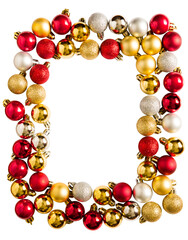 Wall Mural - christmas toys red, gold and silver balls in png isolated on transparent background, vertical frame