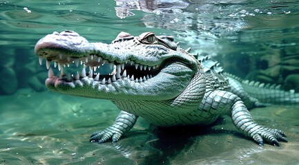 Wall Mural - crocodile in a pond