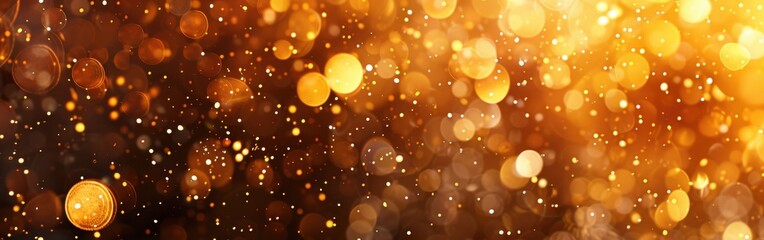 Fototapete - A blurry image of gold and orange sparks with a dark background. Concept of excitement and energy, as if it were a celebration or a fireworks display