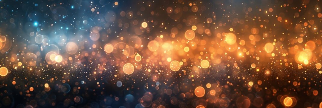 Sparkling Golden and Blue Bokeh Background