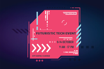 Futuristic abstract text box for banner. Futuristic sci-fi HUD element set. Hi-tech cyberpunk frame for text and callout or poster. Modern vector sci-fi banner. Technology design elements.
