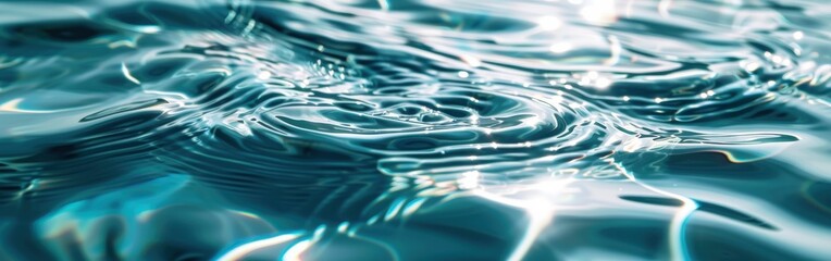 Poster - The water is calm and still, with ripples forming around the edges. The reflection of the sky and the sun can be seen in the water, creating a serene and peaceful atmosphere
