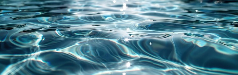 Poster - The water is calm and still, with ripples forming around the edges. The water is blue and clear, and the sun is shining on it, creating a peaceful and serene atmosphere