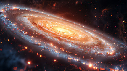Wall Mural - view from space to a spiral galaxy and stars. universe filled with stars, nebula and galaxy