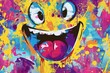 © Art_You - Colorful graffiti of a happy face with an oversized tongue, vibrant street art mural