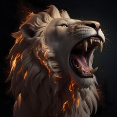 Wall Mural - Portrait of a lion roaring...
