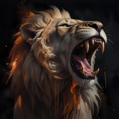 Wall Mural - Portrait of a lion roaring...