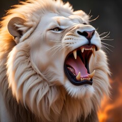 Wall Mural - Portrait of a lion roaring...