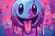 © Fat Bee - Vibrant cartoon character with an expressive eye and tongue in colorful graffiti background