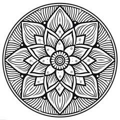 Leinwandbilder - Simple black mandala with abstract elements, isolated on white background. Oriental ethnic ornament black mandala. Design pattern element. Simple floral pattern element. Abstract design.
