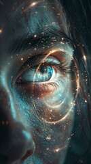 Poster - A woman's eye is surrounded by a glowing, starry effect