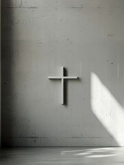 Canvas Print - Cross on concrete wall. Religion concept.