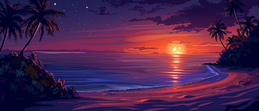 illustration capturing tranquil ocean meeting horizon