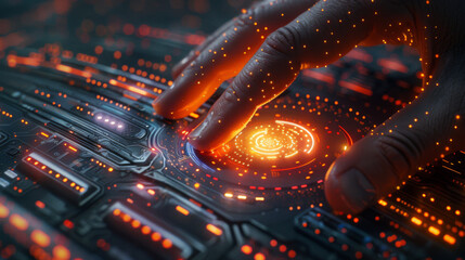 Wall Mural - touch the future, vector illustration of a sense of science and technology