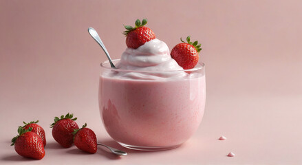 Canvas Print - strawberry milkshake with mint