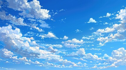 Wall Mural - in the early december morning the sky is a crisp shade of blue with fluffy white clouds scattered ab