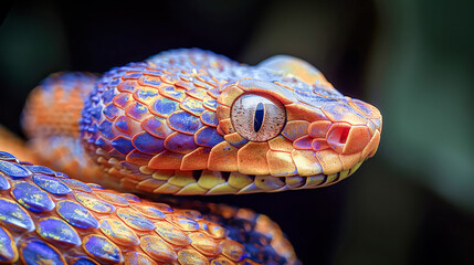 Canvas Print - Elegant snake: close-up of its iridescent skin