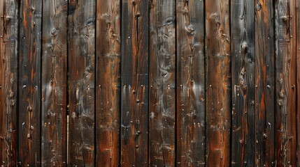 Poster - Background of old brown boards on a wooden wall