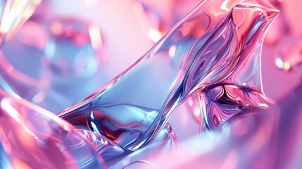 Wall Mural - futuristic curving glass shapes dispersing in 3d space abstract digital art background