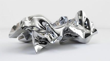 Wall Mural - futuristic melted aluminium geometric sculpture on white background 3d illustration