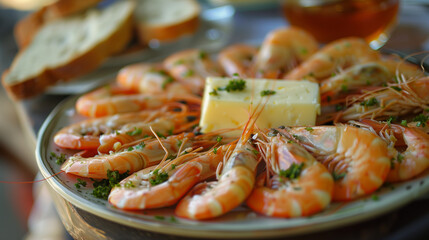 Wall Mural - grilled shrimp with lemon and garlic