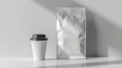 White blank paper coffee bag mockup. 